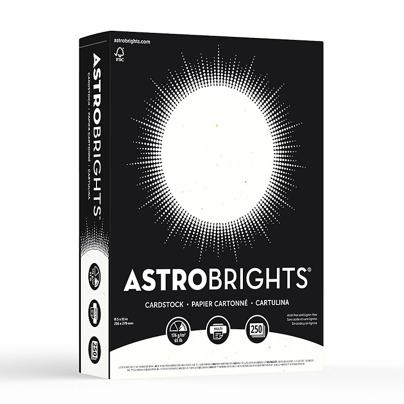 Astrobrights 65 lb. Cardstock Paper, 8.5" x 11", Stardust White, 250 Sheets/Pack (21408/22401) image 1