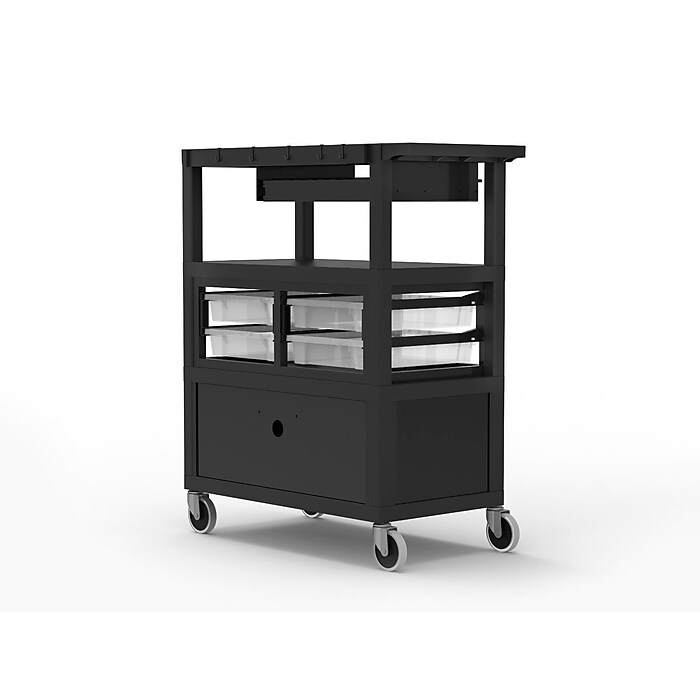 Luxor Mobile Deluxe Teacher Cart with Swivel Wheels, Black/Gray