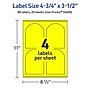 Avery Arched Laser/Inkjet Multipurpose Labels, 4.75" x 3.5", Neon Yellow (80/Pack)~#|#~96E9A3A5-1D51-4B4D-9DCBBC549C529956_sc7