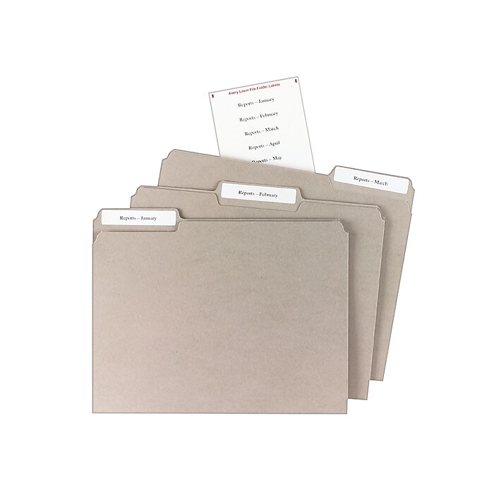 Avery Mini-Sheets Laser/Inkjet File Folder Labels, 2/3