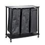 Household Essentials 3-Section Rolling Laundry Sorter with Lid, Polyester, Black (HE1120)~#|#~96F8660A-00E0-4067-BB14AE487FE34DC1_sc7
