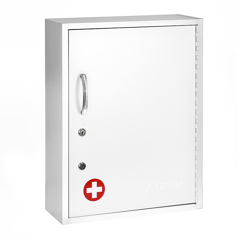 Viva Comfort Steel Locking Surface-Mount Medicine Medical Cabinet with Pocket, 1.1 cu. ft., White (ADI999-06-WHI-MK) image 1