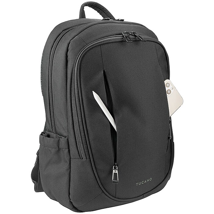 bresconi laptop backpack for Women - Fits up to 15.6 inch Computer/Notebook - Vegan Leather Slim Business Bag for Ladies This Travelers Choice backpack is a great choice for anyone looking for a durable and functional laptop case Bruno Cavalli Dark Grey Business