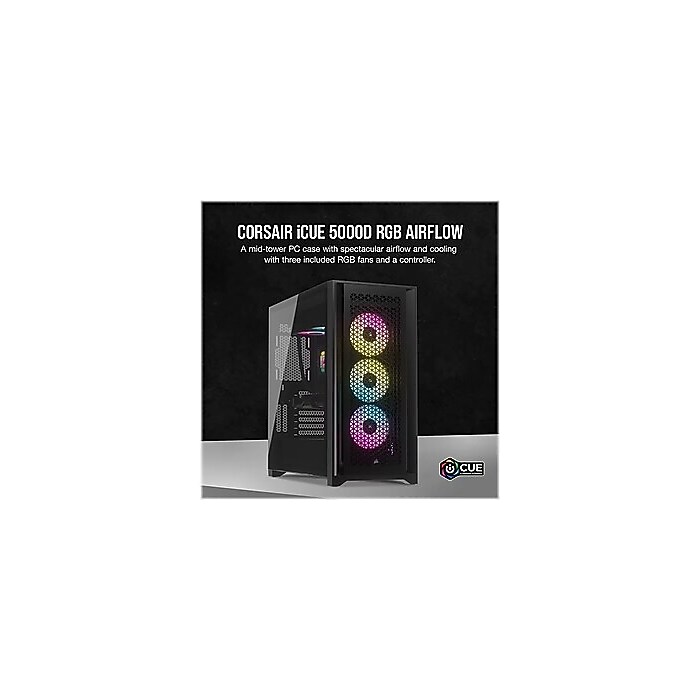 Corsair iCUE 5000D RGB AIRFLOW ATX Mid-Tower Computer Case, Black