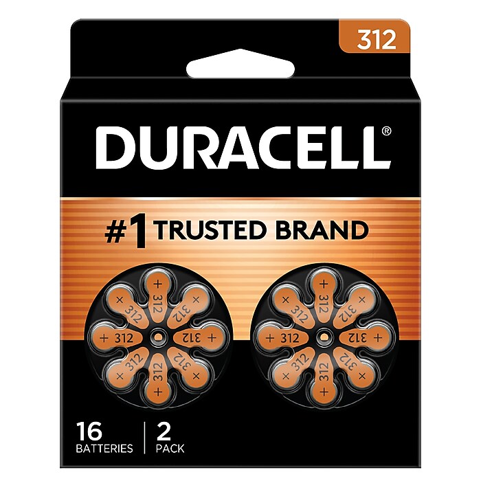 Duracell Size 312 Brown Hearing Aid Batteries, 16/Pack