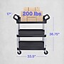 Luxor 3-Shelf Serving Cart, Black/Aluminum (SC12-B)~#|#~973B7F28-C6C0-4EA0-9021103F75C17095_sc7