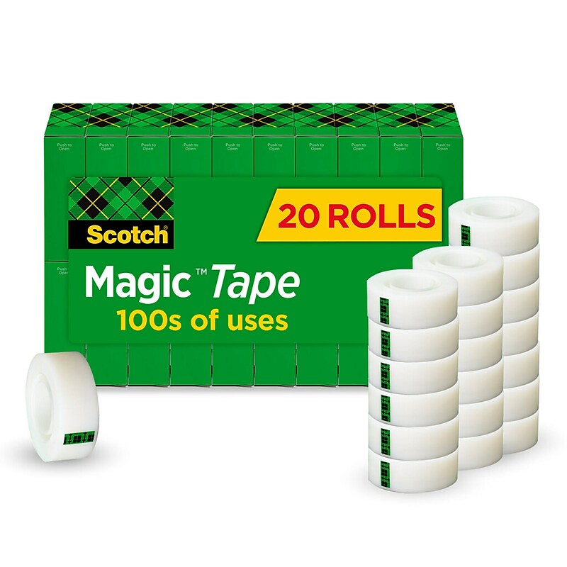Scotch Magic Invisible Clear Tape Refill, 0.75" x 25 yds., 1" Core, 20 Rolls/Pack (810SX20) image 1
