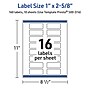 Avery Laser/Inkjet Rectangle Multipurpose Labels, 1" x 2-5/8", White, 160/Pack (S00D16)~#|#~97409421-F1EF-4DDB-AFED4E41B7E320FF_sc7