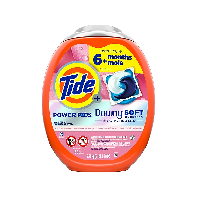 Tide Power PODS Downy HE Laundry Detergent Capsules, April Fresh Scent, 98 oz., 63 Capsules/Pack (11807) image 1
