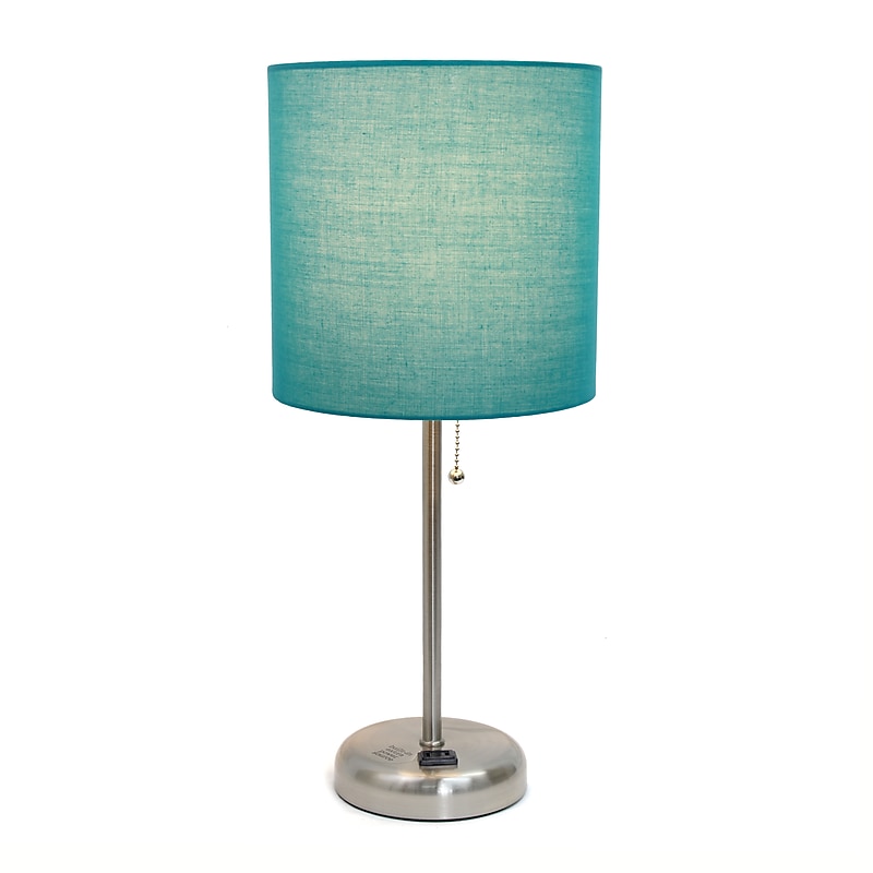 Simple Designs 19.5" LED Table Lamp, Brushed Steel/Teal Shade (LT2024-TEL-CCLB) image 1