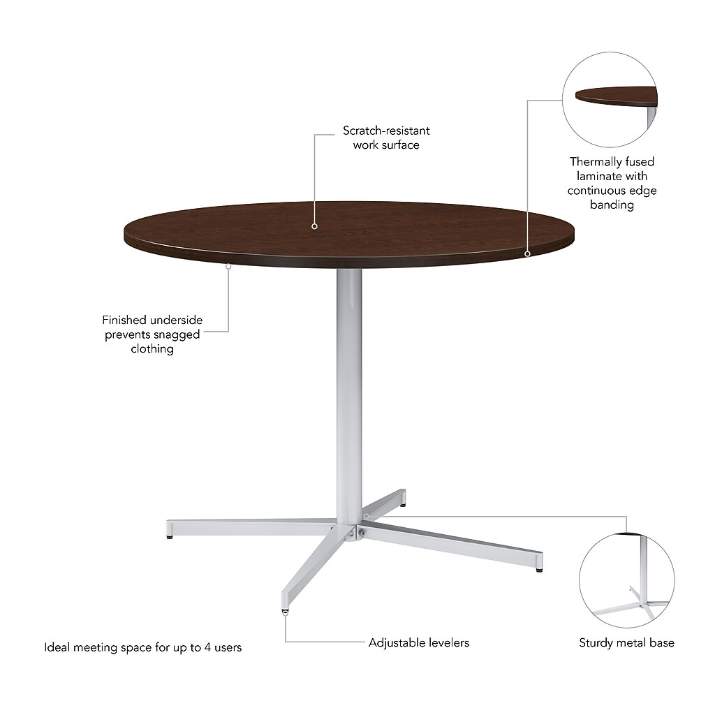 Diagram of round table with dimensions