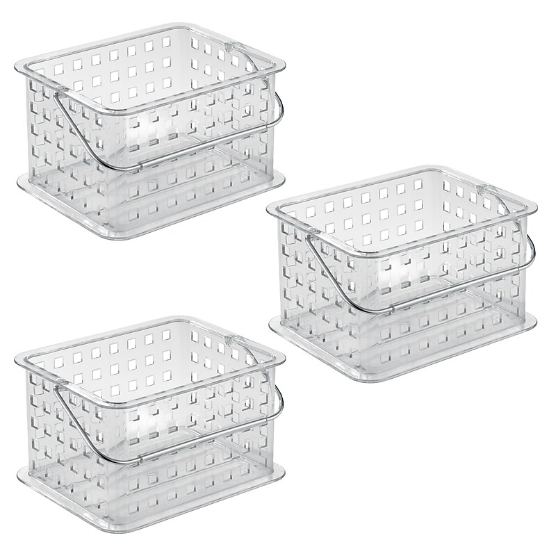 iDESIGN Small Stackable Plastic Storage Bin, Clear, 3/Pack (29409M3) image 1
