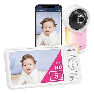 VTech Smart Wi-Fi Wireless 5″ Baby Monitor with 1080p Camera, 360° Pan & Tilt, Night-Light & Remote Access, White (RM5766HD) Sansujyuku sansujyuku.com