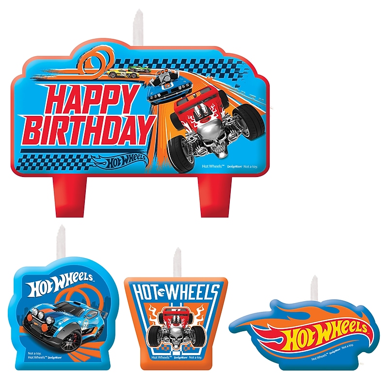 Party City Hot Wheels Birthday Candles, Multicolored, 4/Pack (AM171551) image 1