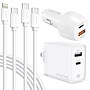 Delton Overtime USB-C/USB Wall & Car Chargers with Two Apple MFi Certified Cables for iPhone/iPad, White (CE14548A)~#|#~97746FD0-8B4A-40F3-92AB4B9FB466AB14_sc7