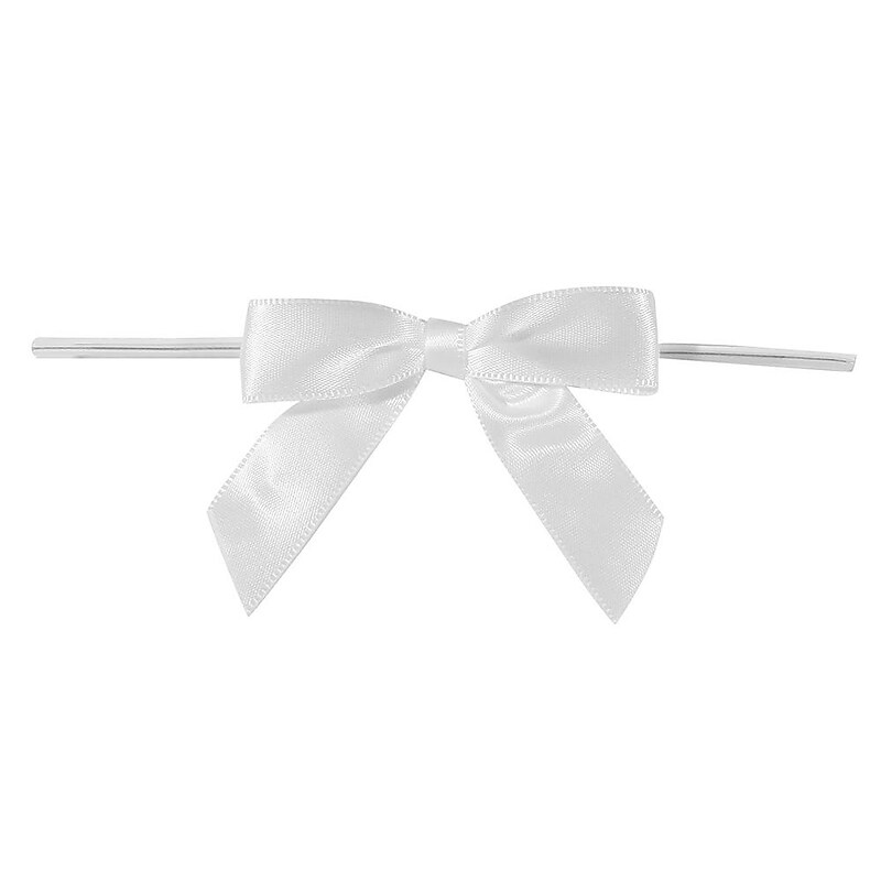 JAM Paper Satin Bows, White, 100/Pack (52640349170) image 1