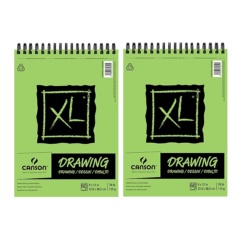 Canson XL Series 9" x 12" Wire Bound Drawing Pad, 60 Sheets/Pad, 2/Bundle (MCXC100510936-2) image 1