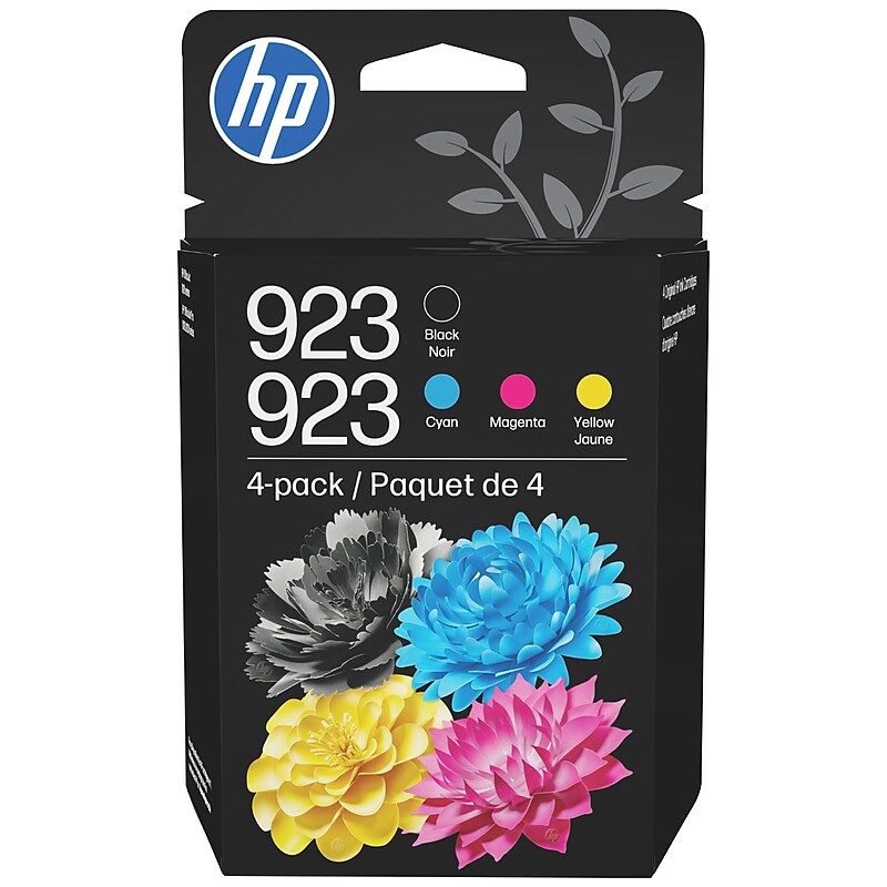 HP 923 Black/Cyan/Magenta/Yellow Standard Yield Ink Cartridges, 4/Pack (6C3Y6LN) image 1