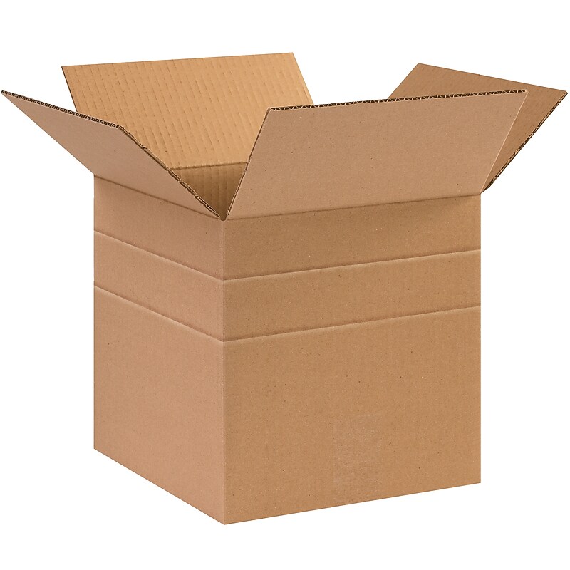 10" x 10" x 10" Multi-Depth Shipping Boxes, 25/Bundle (MD101010) image 1