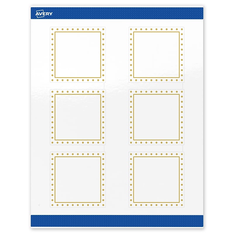 Avery Laser/Inkjet Square Multipurpose Labels, 3" x 3", White, 60/Pack (S00-DHZ) image 1