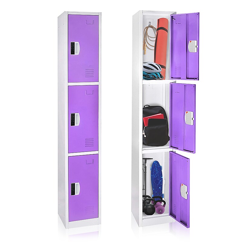 AdirOffice 72"H 3-Tier Purple Storage Locker (ADI629-203-PUR-DL) image 1