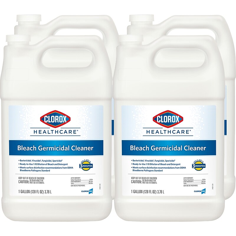 Clorox Healthcare Bleach Germicidal Cleaner Refill, 128 oz., 4/Carton (68978) image 1