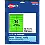 Avery Rectangle Multipurpose Labels, 1-1/3" x 4", Neon Green, 140/Pack (94206)~#|#~978A80C6-A934-491C-BC9BC75060A7CCA1_sc7