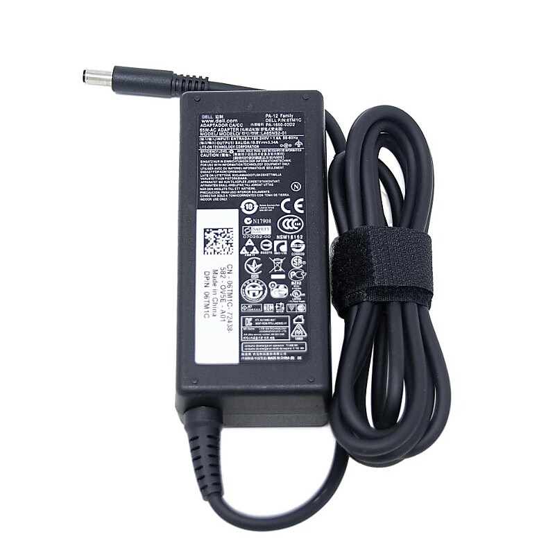 Dell 65W AC Adapter for Dell Laptops, Black (M6C84) image 1
