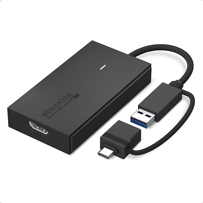 Plugable USB 3.0/USB-C to HDMI Adapter, Black (UGA-HDMI-S) image 1