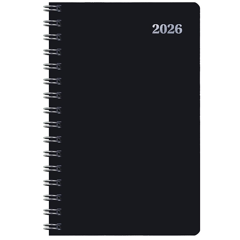 2026 Global Printed Products 5" x 8" Weekly & Monthly Planner, Paperboard Cover, Black (RRY26-58-EX) image 1