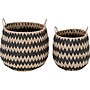 Household Essentials Flame Stitch Cattail/Paper Storage Baskets, Black/Light Beige, 2/Set (ML-6707)~#|#~97A2112B-C5AA-4A6B-8EC2F3EFF78ECF58_sc7