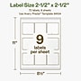 Avery Hemp Square Laser/Inkjet Multipurpose Labels, 2-1/2" x 2-1/2", Off-White (72/Pack)~#|#~97A51777-684F-445A-B0CD43620D228053_sc7