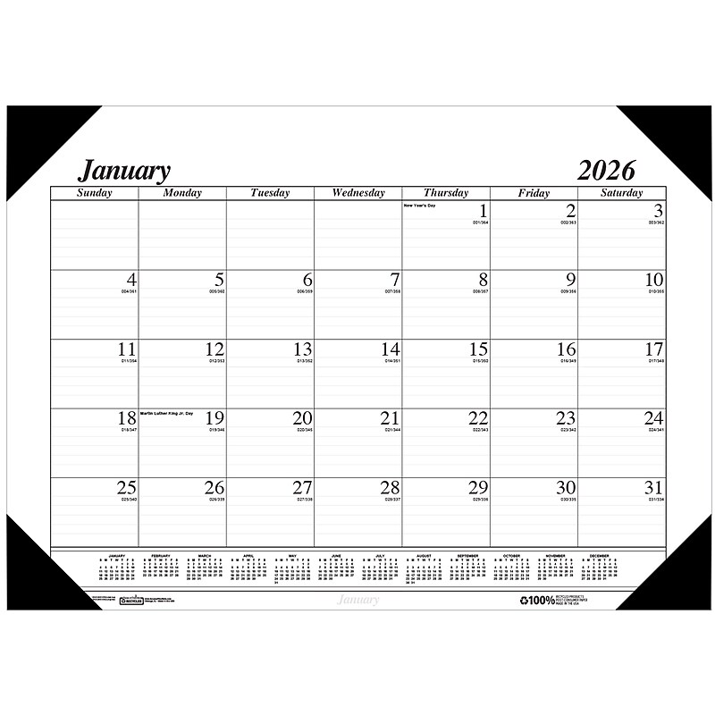 2026 House of Doolittle Economy 22" x 17" Monthly Desk Pad Calendar, Black/White (12402-26) image 1