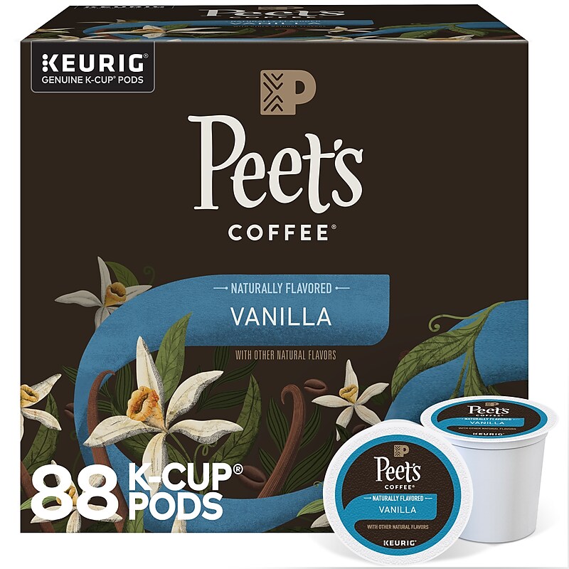Peet's Coffee Vanilla Coffee, Keurig K-Cup Pod, Light Roast, 88/Carton (5000376697CT) image 1