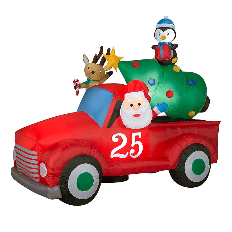 National Tree Company 8' Inflatable Santa in Vintage Pickup Truck (GE9-117339-1) image 1