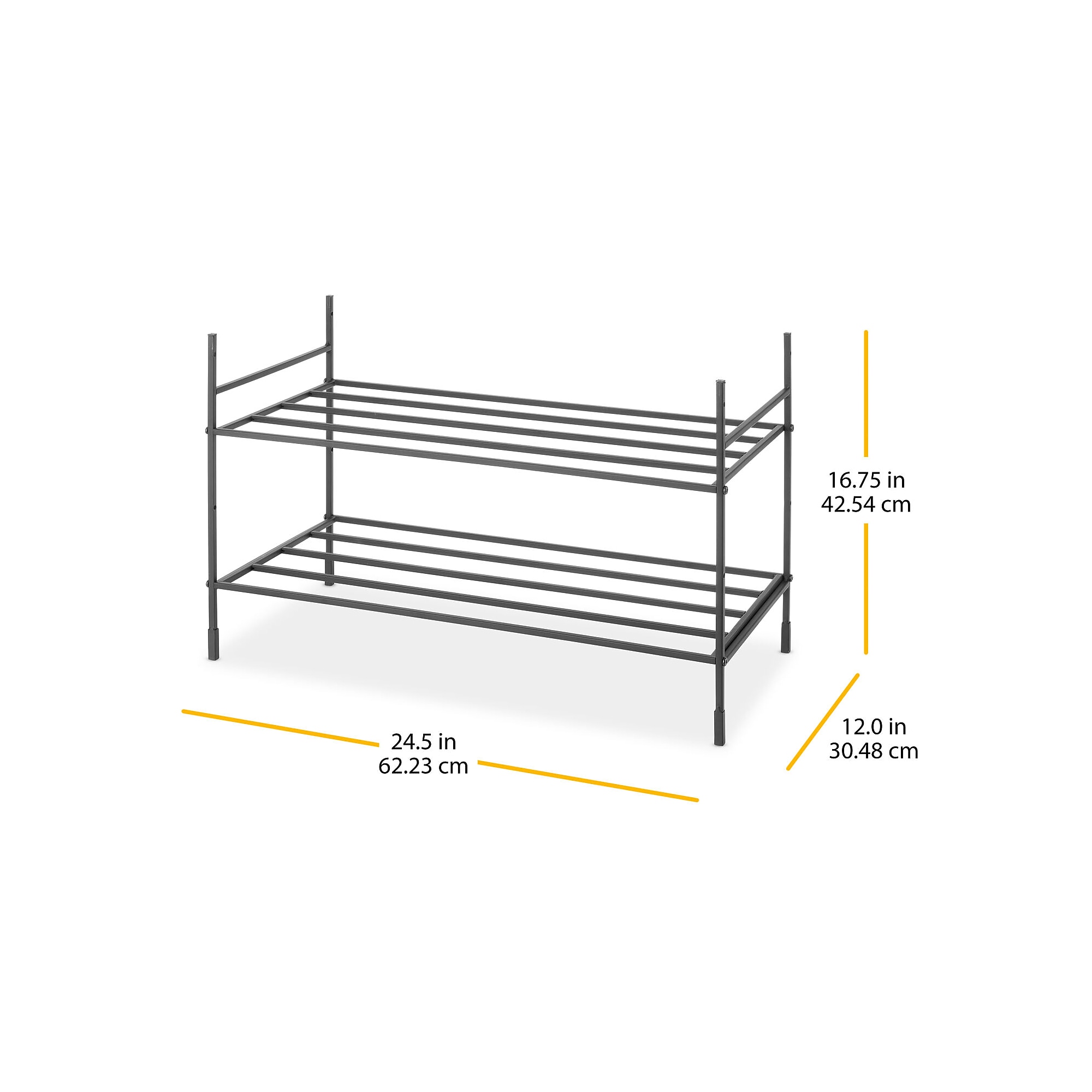 Whitmor 2-Shelf Metal Stand Alone Modular Shelving, 16.75″ x 24.5″ x 12″, Matte Black (6898-10906) Sansujyuku sansujyuku.com