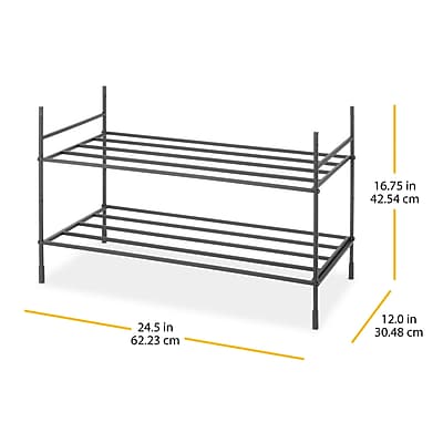 Whitmor 2-Shelf Metal Stand Alone Modular Shelving, 16.75″ x 24.5″ x 12″, Matte Black (6898-10906) Sansujyuku sansujyuku.com