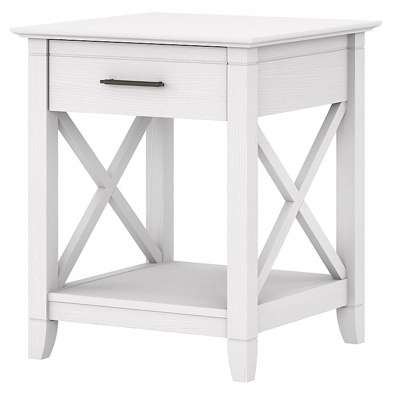 Bush Furniture Key West 20" x 20" End Table, Pure White Oak (KWT120WT-03) image 1