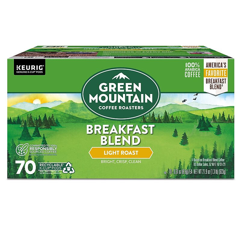 Green Mountain Breakfast Blend Coffee Keurig® K-Cup® Pods, Light Roast, 70/Box (5000373741) image 1