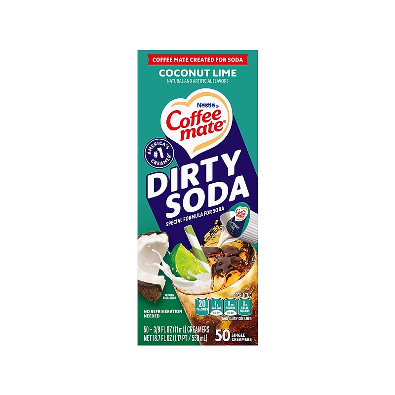Coffee mate Dirty Soda Coconut Lime Dairy Free Liquid Creamer, 0.38 oz., 50/Box (12601355) image 1