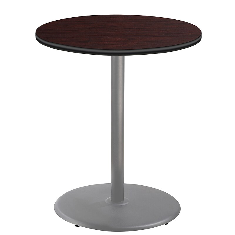 NPS CT Series 36" Round 42" Height Cafe Table, Round Base, Grey Frame/Mahogany Top (CTG13636RBPBTMMY) image 1