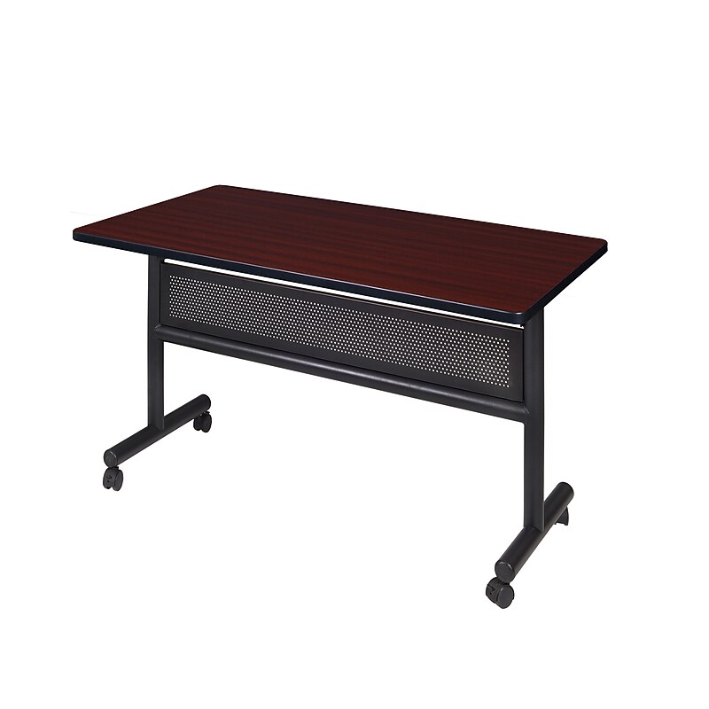 Regency Kobe 48" x 30" Flip Top Mobile Training Table with Modesty- Mahogany image 1
