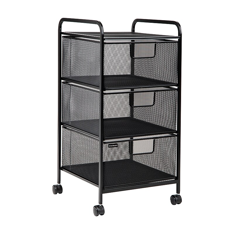 Mind Reader 3-Removable Drawer Mobile Desk and Bathroom Storage Cart with Wheels, Metal, Black (3VERTM-BLK) image 1
