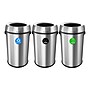 Alpine Industries Stainless Steel Recycling, Trash and Compost Station with Open Lid, 51 Gallon, 3/Pack (ALP470-65L-R-T-CO)~#|#~97E6AB28-3D5C-4BD0-8BA3D57EFB2EFB28_sc7
