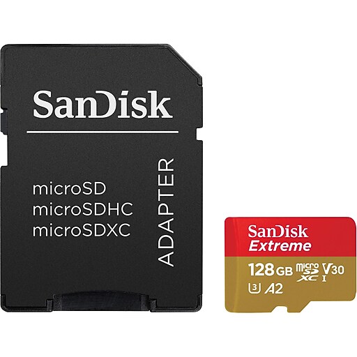 SanDisk Extreme 128GB microSDXC Memory Card with Adapter, Class 10
