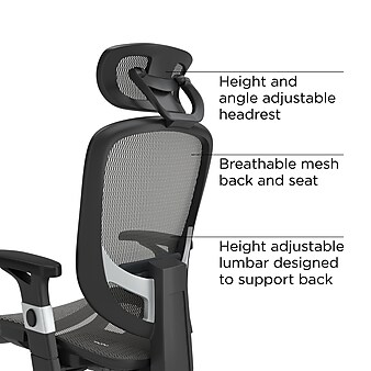 Union & Scale™ FlexFit™ Hyken Ergonomic Mesh Swivel Task Chair, Charcoal Gray (UN59464)