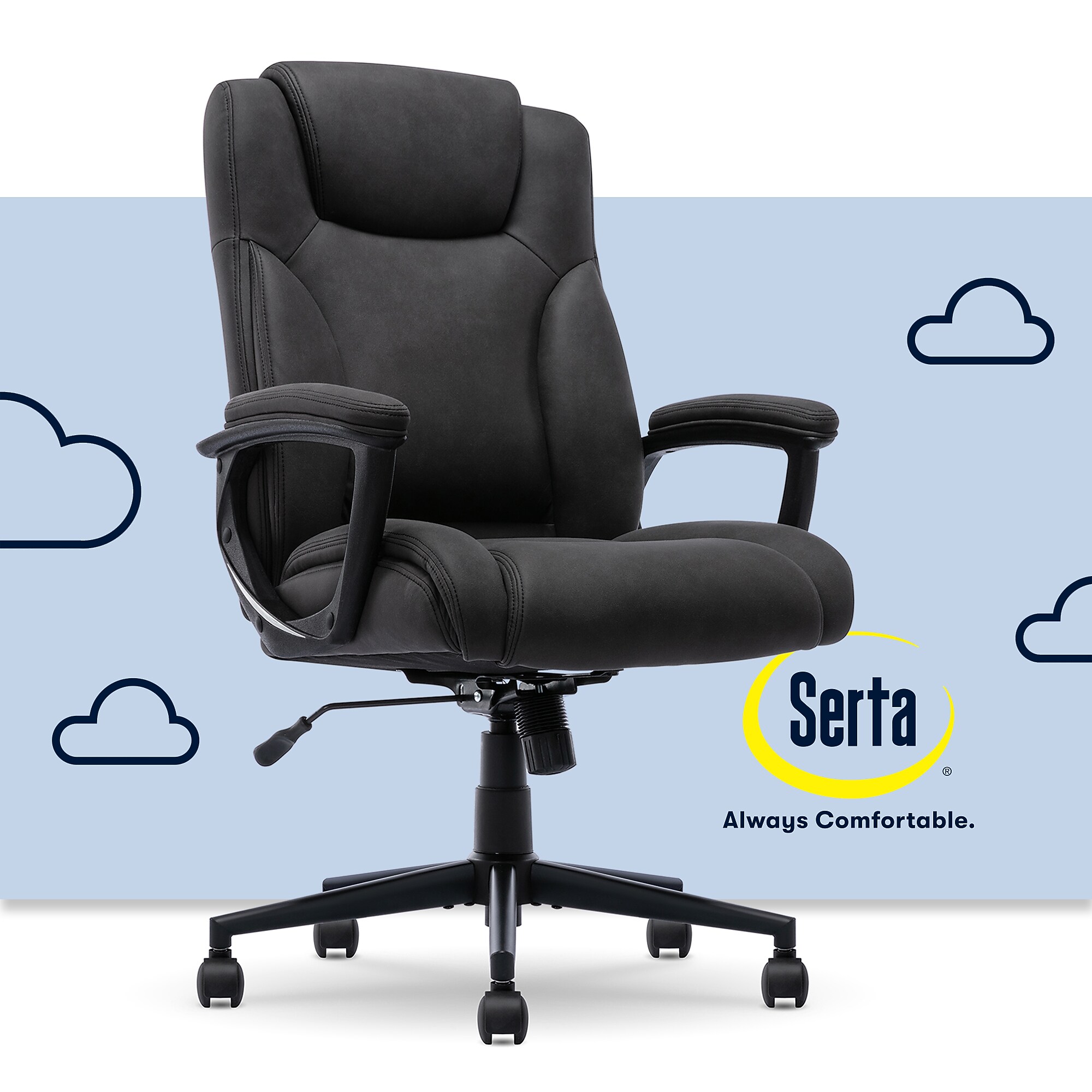 Serta Comfort Eco Ergonomic Velvet Fabric Swivel Executive Chair, Light Black (CCHR10006B) Sansujyuku sansujyuku.com