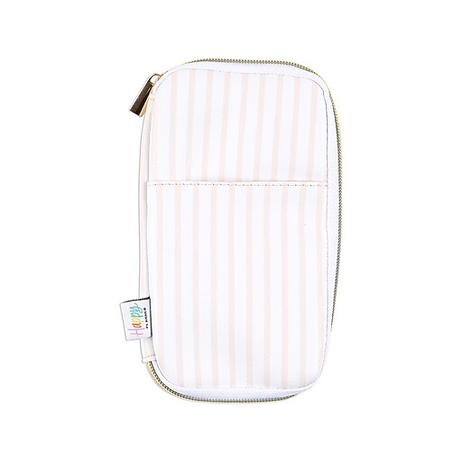 The Happy Planner Peachy Stripes Faux Leather Zipper Pencil Pouch