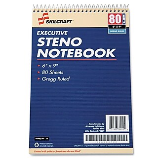 AbilityOne Executive Steno Notebook, 6 x 9, WE, 80 Sheets/Pad, 12