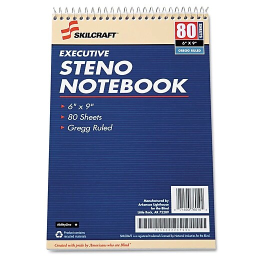 AbilityOne Executive Steno Notebook, 6 x 9, WE, 80 Sheets/Pad, 12